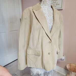 LKNW Margaret Godfrey Plus Size leather beige suede jacket 24